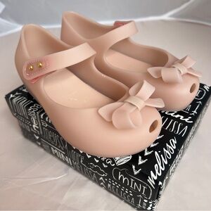 Mini Melissa ultragirl classic bow Mary Jane flats light pink size 10